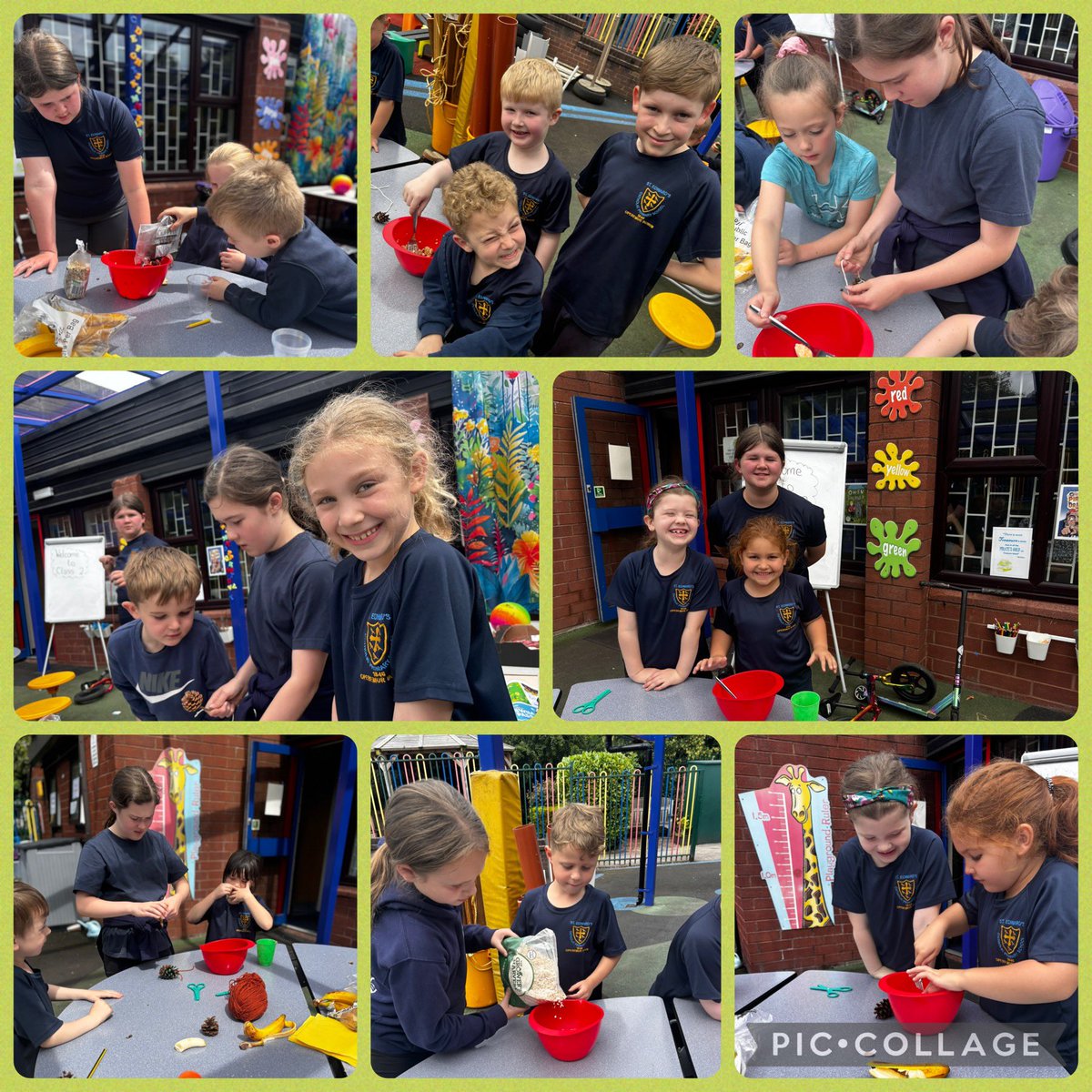 StEdwards_C2's tweet image. In science we have been learning about different animals. Our question today was ‘Are birds herbivores, carnivores or omnivores?’ We created bird feeders with the help of our friends in Class 5. @StEdwards_C5 #stedwardsscience
