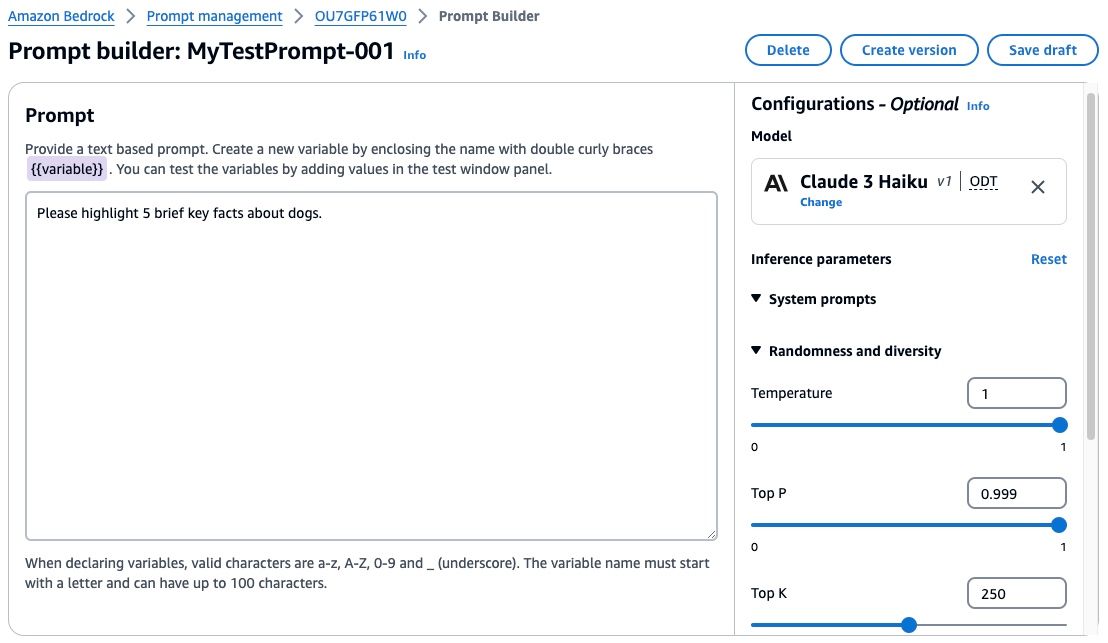 Streamline generative AI development in Amazon Bedrock with Prompt ...
