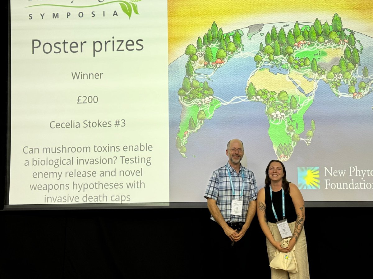 UW-Madison Botany (@uwbotany) on Twitter photo Congratulations to grad student Cecelia Stokes (Pringle lab) who won best poster award at the 45th New Phytologist symposium for "Can mushroom toxins enable a biological invasion? Testing enemy release and novel weapons hypotheses with invasive death caps" npf-events.evessiocloud.com/45NPS/en/node/… Congratulations to grad student Cecelia Stokes (Pringle lab) who won best poster award at the 45th New Phytologist symposium for "Can mushroom toxins enable a biological invasion? Testing enemy release and novel weapons hypotheses with invasive death caps" npf-events.evessiocloud.com/45NPS/en/node/…