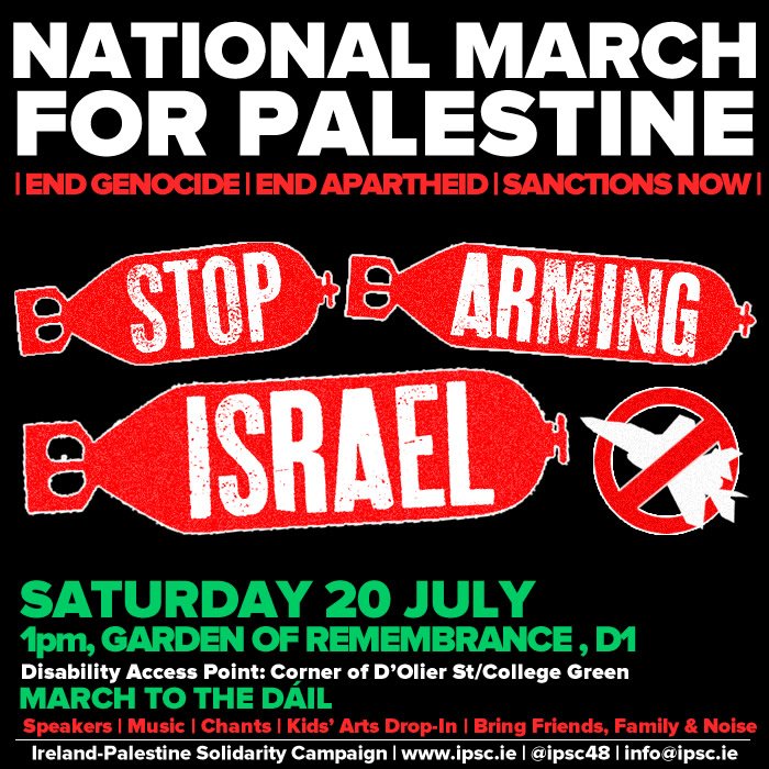 ipsc48's tweet photo. 🇵🇸 We go again! Join us Saturday 20th July, 1pm, Garden of Remembrance to say no to apartheid Israel's #GazaGenocide
We have made history with our demonstrations, bringing hundreds of thousands of people onto the streets for Palestine. Let’s make this one huge! #FreePalestine 🇵🇸 https://t.co/Jo3DDGSc4b