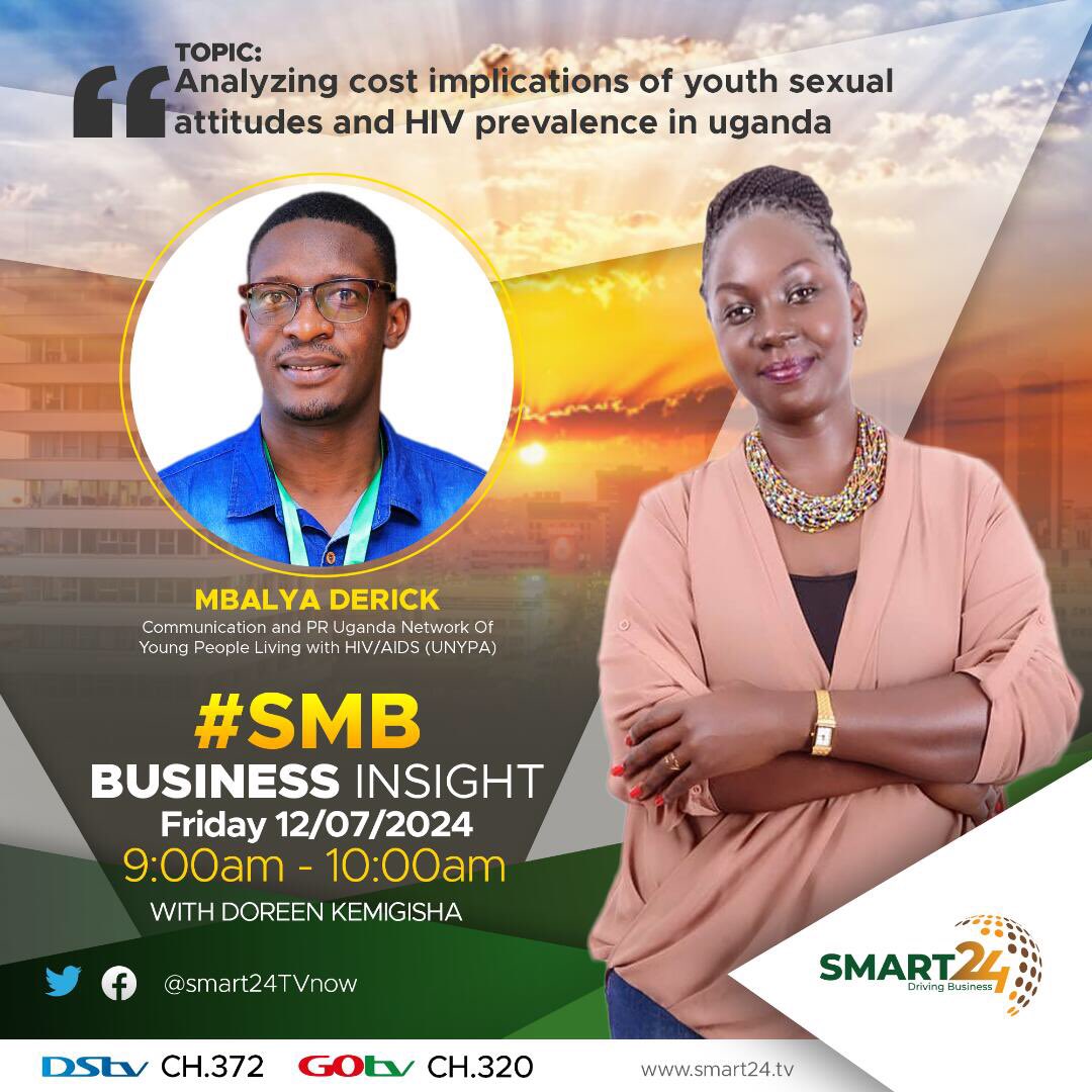 UNYPA1's tweet photo. Just a friendly reminder to tune in tomorrow morning from 9:00 am to 10:00 am on @Smart24TVnow. 

Our Communications and PR will be sharing a comprehensive understanding of the cost implications of youth sexual attitudes and HIV prevalence in Uganda.

#BBBG https://t.co/bNNDg4w5uV