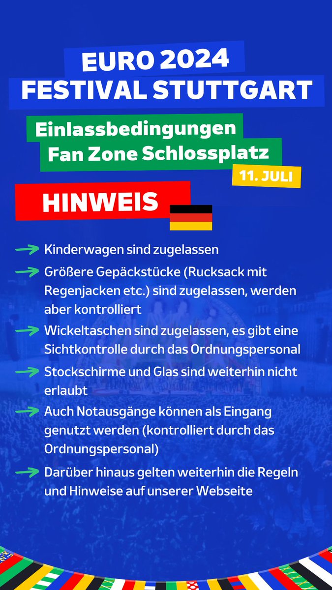 2024Stuttgart's tweet photo. Hinweis / Information  
#Stuttgart #UEFAEURO2024
@UBF_EURO2024 @EURO2024DE @stuttgart_stadt
@PP_Stuttgart @bpol_bw @DRKStuttgart @Feuerwehr_S https://t.co/eHprDgNso7