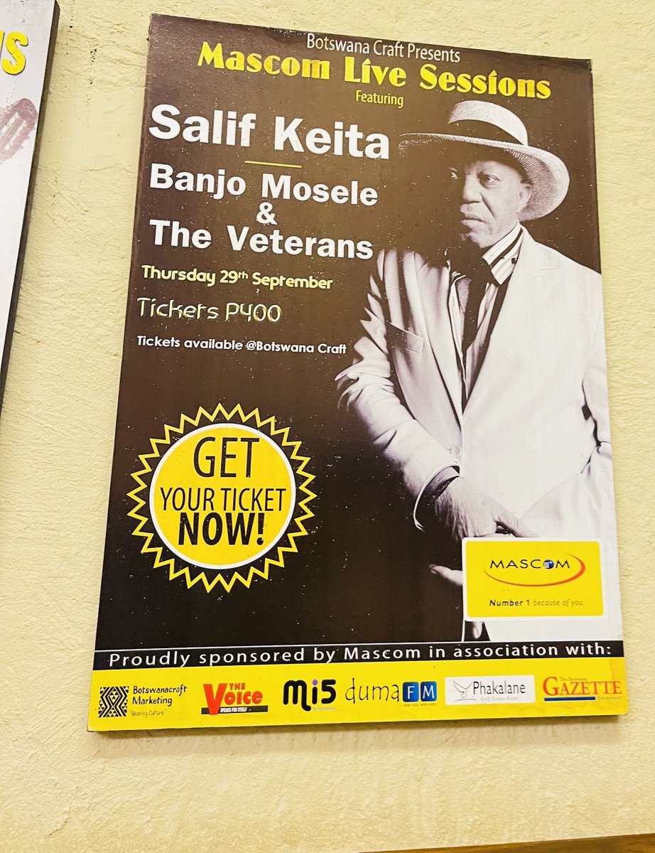 VictorBaatweng's tweet photo. @Botswanacraft
If one could turn back the hands of time….#salifkeita #mascomlivesession https://t.co/C5eeNvCC4c
