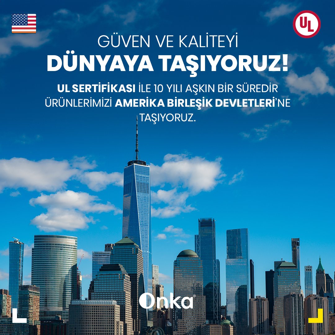 Onka_Electric's tweet photo. Onka olarak 10 yılı aşkın bir süredir UL onaylı yerli ve milli ürünlerimizi Amerika Birleşik Devletleri’ne taşımaktan gurur duyuyoruz. 🇹🇷🇺🇸

#Onka #OnkaElektrik #UnderwritersLaboratories #ABD #İhracat https://t.co/phJiq7rb0y
