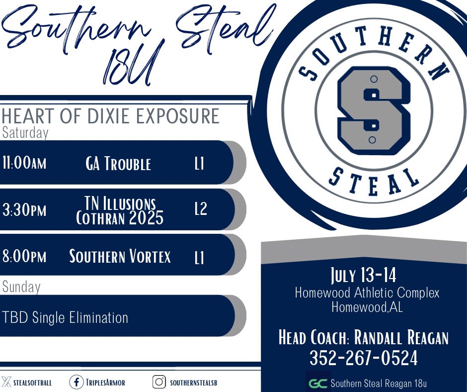 On the way to the Heart Of Dixie showcase in Homewood, AL! <a href="/defo25/">Stephanie DeFeo</a> <a href="/sbcoach_scottie/">Scottie Wilkes</a> <a href="/ob_burns/">Olivia Burns</a> <a href="/ClarkGSCC/">Ryan Clark</a> <a href="/katelyn_gruich/">Katelyn Gruich</a> <a href="/CoachMeeks_PRCC/">Christie Meeks</a> <a href="/SallieB34/">Sallie Beth Burch</a> <a href="/DSC_SBall/">Daytona State Softball</a> <a href="/CoachHanna_/">Hanna Lythberg</a> <a href="/ChrisSteiner20/">chris steiner-leak</a> <a href="/CoachCP15/">Caroline Powell</a> <a href="/carsonowens12/">Carson O.</a> <a href="/chipolasoftball/">Chipola Softball</a> <a href="/GCSCsoftball/">Gulf Coast Softball</a> <a href="/stealsoftball/">Southern Steal Softball</a> <a href="/DHScoachjones_/">Justin Jones</a>