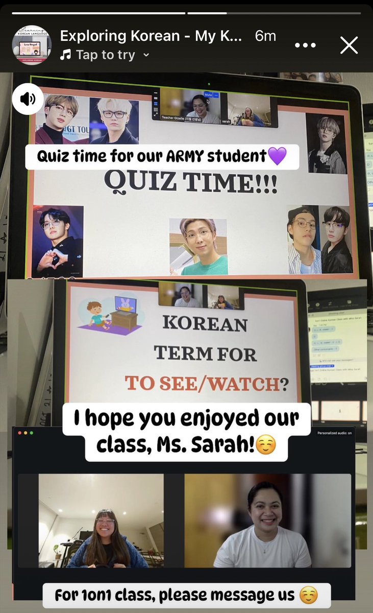 ExploringKorean's tweet photo. Quiz time for our ARMY student! 💜 during our 1on1 class ☺️ https://t.co/cikCrFyKuk