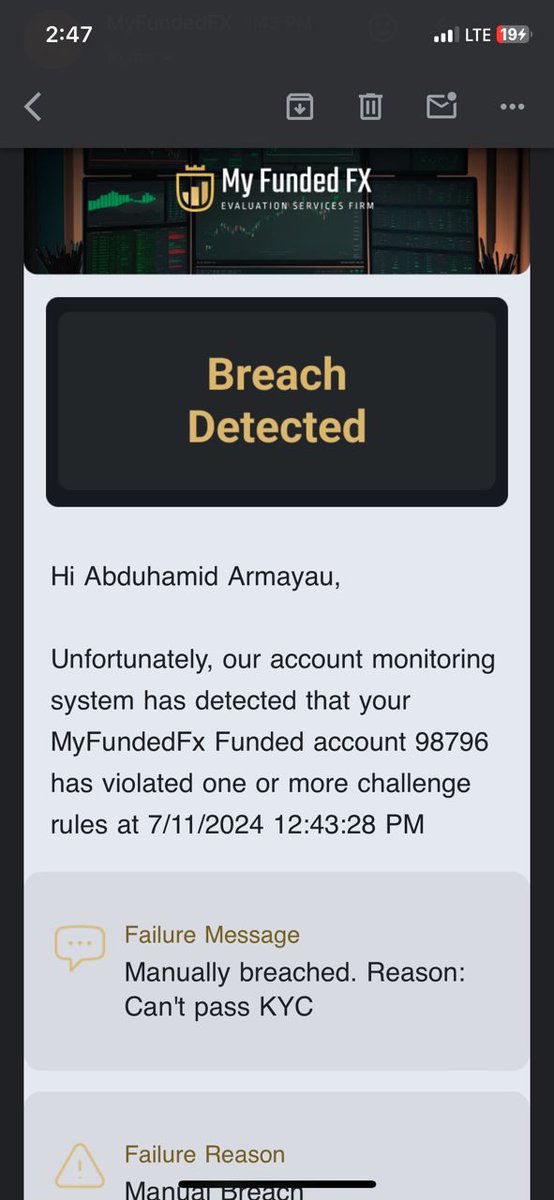 behumble123445's tweet image. 🚨 Disappointed with @MyFundedFX Purchased an account, completed KYC promptly, but they rejected my documents without allowing a resubmission. No explanation, just a breach of my account. I&apos;ve invested months of hard work. Hoping for a fair resolution. #MyFundedFX #SwiftFunding