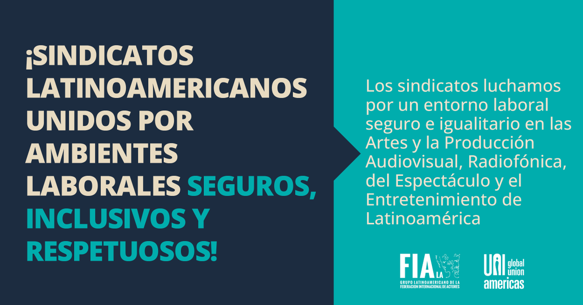 Hoy comienza la campaña por lugares de trabajo seguros, inclusivos y respetuosos, junto a los sindicatos de <a href="/unimei/">UNI Media, Entertainment & Arts</a> y <a href="/FIA_actors/">FIA actors</a>

👉🏾Campaña que busca educar, concientizar y generar incidencia: bit.ly/4eQquP4

⛔️¡La violencia y el acoso no tiene lugar en el trabajo!