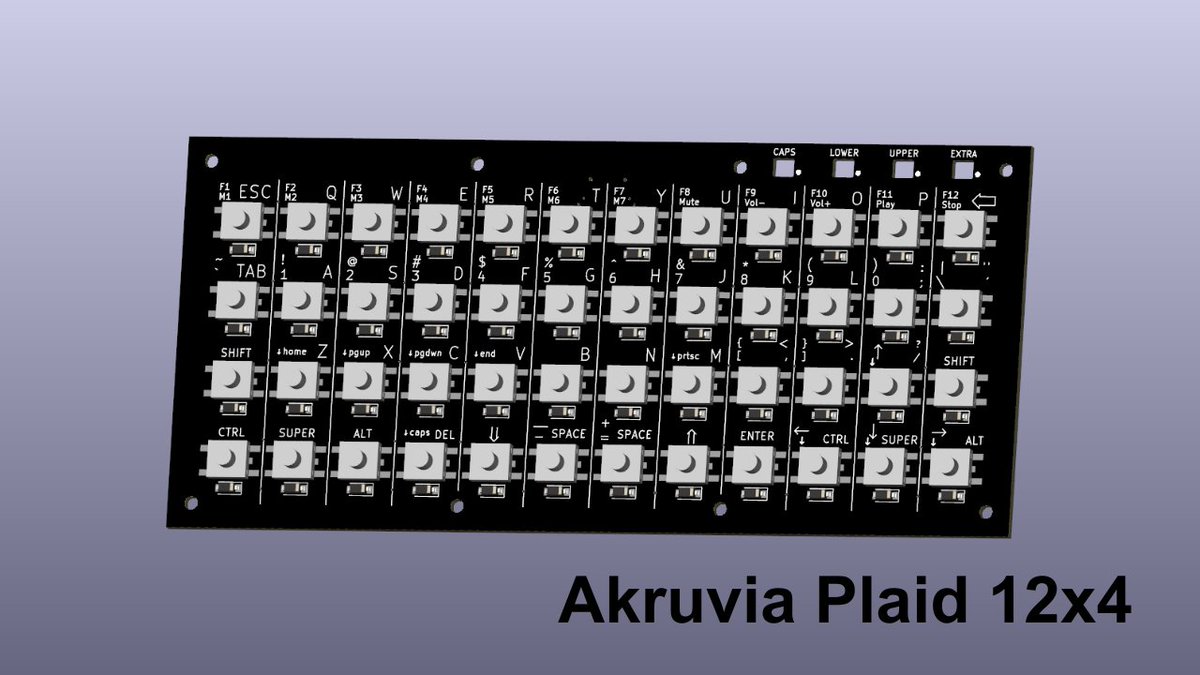 akruvia's tweet photo. Looking for a small USB keyboard with known mounting dimensions for your #handheld project? 
Akruvia Plaid 12x4(RP2040 QMK) is 141.00mm x 64.00mm and is presoldered!
Available soon on Etsy! #cyberdeck #akruvia https://t.co/2VmdHTggLI