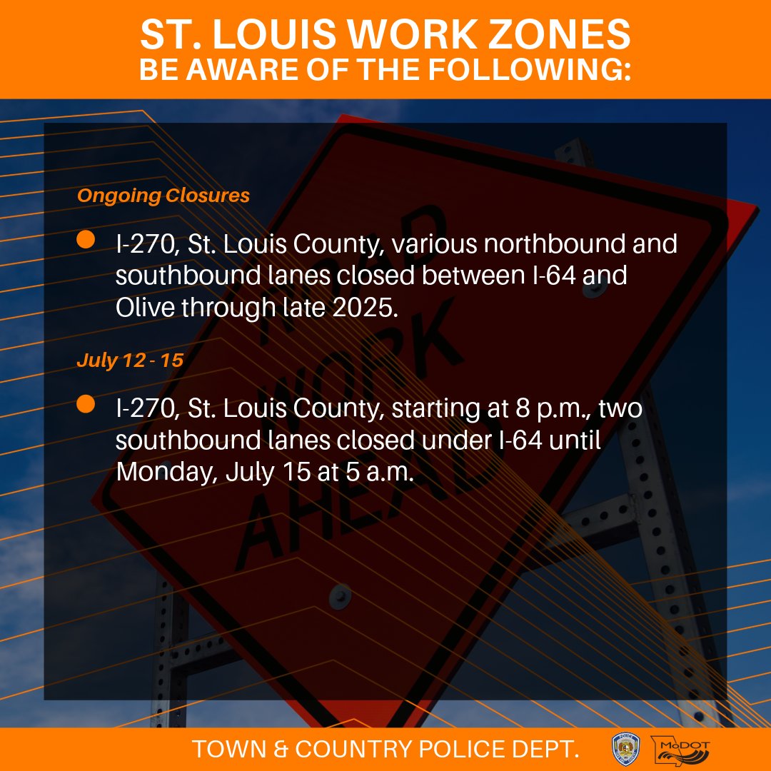 📷📷 Attention Town &amp; Country residents! Ongoing road closures and construction are happening in various areas of our community. Please plan your routes accordingly and drive safely. We appreciate your patience and cooperation as we work to improve our roads!  #TownAndCountryPD
