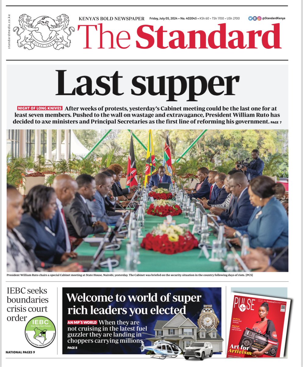 Blueye_Media's tweet photo. @StandardKenya Kenya's Bold Newspaper saw it coming... Cabinet #BreakingNews‌ https://t.co/8Vhf8x69s2