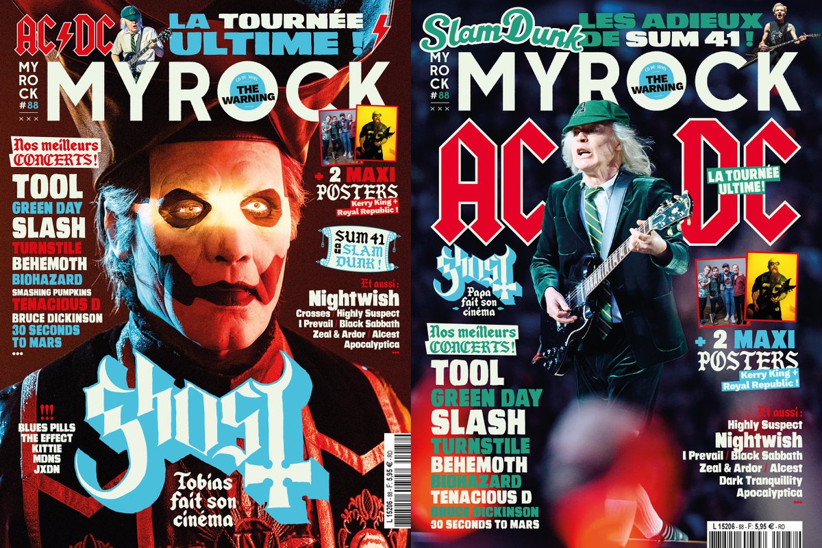 MyROCK (@myrockmag) on Twitter photo En kiosque depuis ce jour, MyRock#88 avec ses 2 couvs : <a href="/ghostband/">ghost</a> et <a href="/acdc/">AC/DC</a> ! #kerryking et #royalrepublic en posters ! Au sommaire : #slamdunk + <a href="/nightwish/">Julia Steinbock</a> + <a href="/toolmusic/">Tool (Band)</a> + <a href="/greenday/">Green Day</a> + @behemothofficial ! + <a href="/slash/">Slash</a> + <a href="/30secondstomars/">THIRTY SECONDS TO MARS</a> + #tenaciousd + Bruce Dickinson. Bonne lecture! En kiosque depuis ce jour, MyRock#88 avec ses 2 couvs : <a href="/ghostband/">ghost</a> et <a href="/acdc/">AC/DC</a> ! #kerryking et #royalrepublic en posters ! Au sommaire : #slamdunk + <a href="/nightwish/">Julia Steinbock</a> + <a href="/toolmusic/">Tool (Band)</a> + <a href="/greenday/">Green Day</a> + @behemothofficial ! + <a href="/slash/">Slash</a> + <a href="/30secondstomars/">THIRTY SECONDS TO MARS</a> + #tenaciousd + Bruce Dickinson. Bonne lecture!
