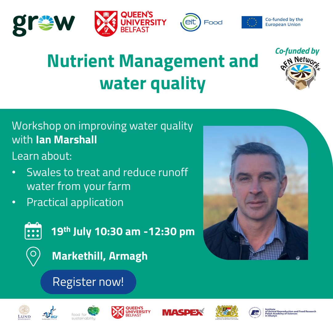 SMcLaughlinQUB's tweet image. 🌱Join us for a nutrient management workshop using swales with Ian Marshall🌊
Alan Keys of the @BallinderryRT will discuss biotic scoring of waterways, helping you understand how to assess water quality and pollution levels on your farm.

Register Now👉lnkd.in/e63vWhfj