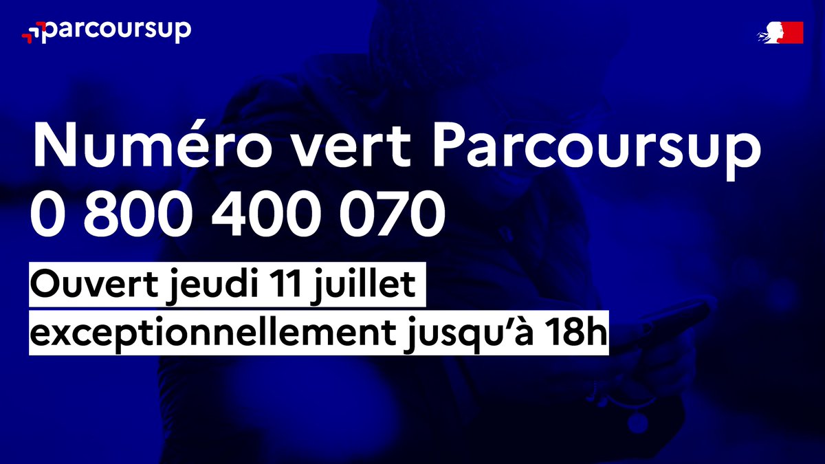 parcoursup_info's tweet photo. 🤔 Des questions sur la fin de la phase d'admission principale #Parcoursup ?

📲 Nos conseillers sont joignables jusqu'à 18h au 0 800 400 070 (numéro vert gratuit). 

@Onisep https://t.co/PBY0ht8fB2