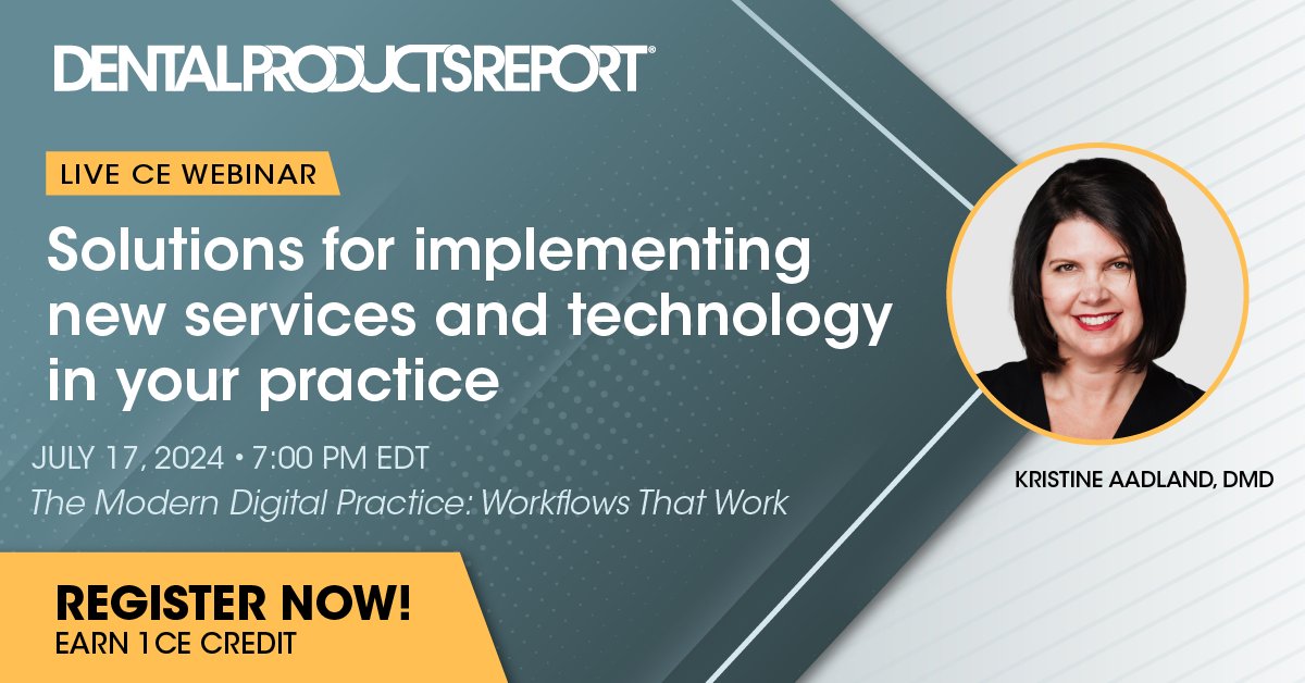 DPR_Magazine's tweet image. Join Kristine Aadland, DMD, in less than 1 week for The Modern Digital Practice: Workflows That Work. Join your colleagues and earn CE credit for free on July 17 at 7:00 PM. 

Click here to learn more: ow.ly/9HeS50SzaVo 

#DentalTechnology #Workflows #DentalCE