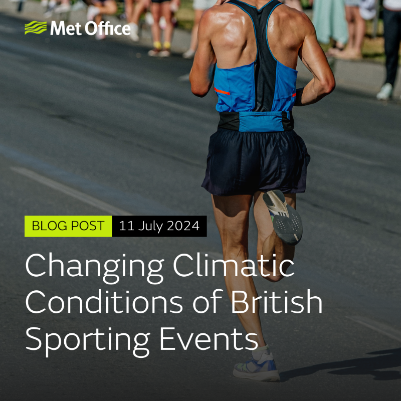 MetOffice_Sci's tweet photo. This time of year sees many major sporting events taking place around the world – The Euros, Wimbledon, Test Match Cricket and the upcoming Olympic Games.  

In our latest blog we examine the impact of climate change on a number of major UK sporting events 🏉🏏🏃‍♀️ 

#ClimateReady