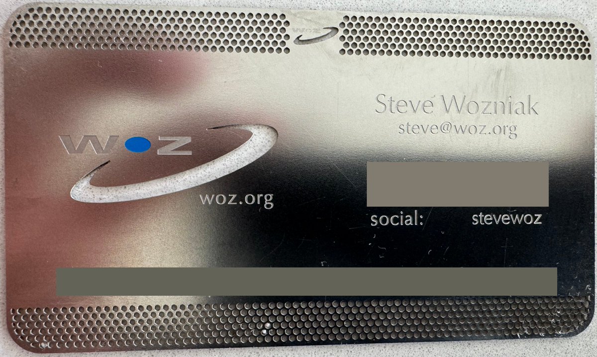 Michael Chenetz (@mchenetz) on Twitter photo One of the coolest business cards i ever got was that time i met <a href="/stevewoz/">Steve Wozniak</a> ! I love the metal business card! One of the coolest business cards i ever got was that time i met <a href="/stevewoz/">Steve Wozniak</a> ! I love the metal business card!
