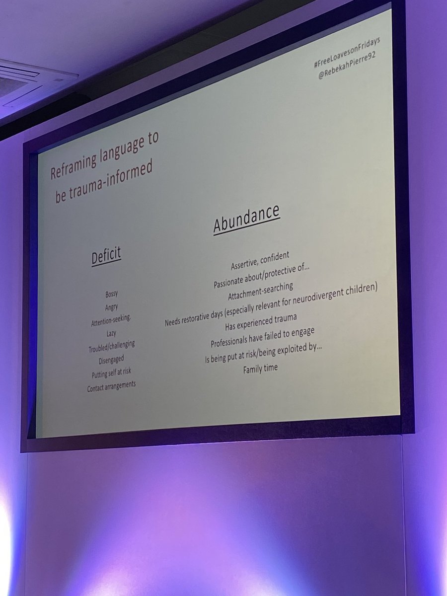 Rebekah rightly challenges the room to keep in mind the child who may read their records as an adult, to be trauma informed and considerate language #ADCS24