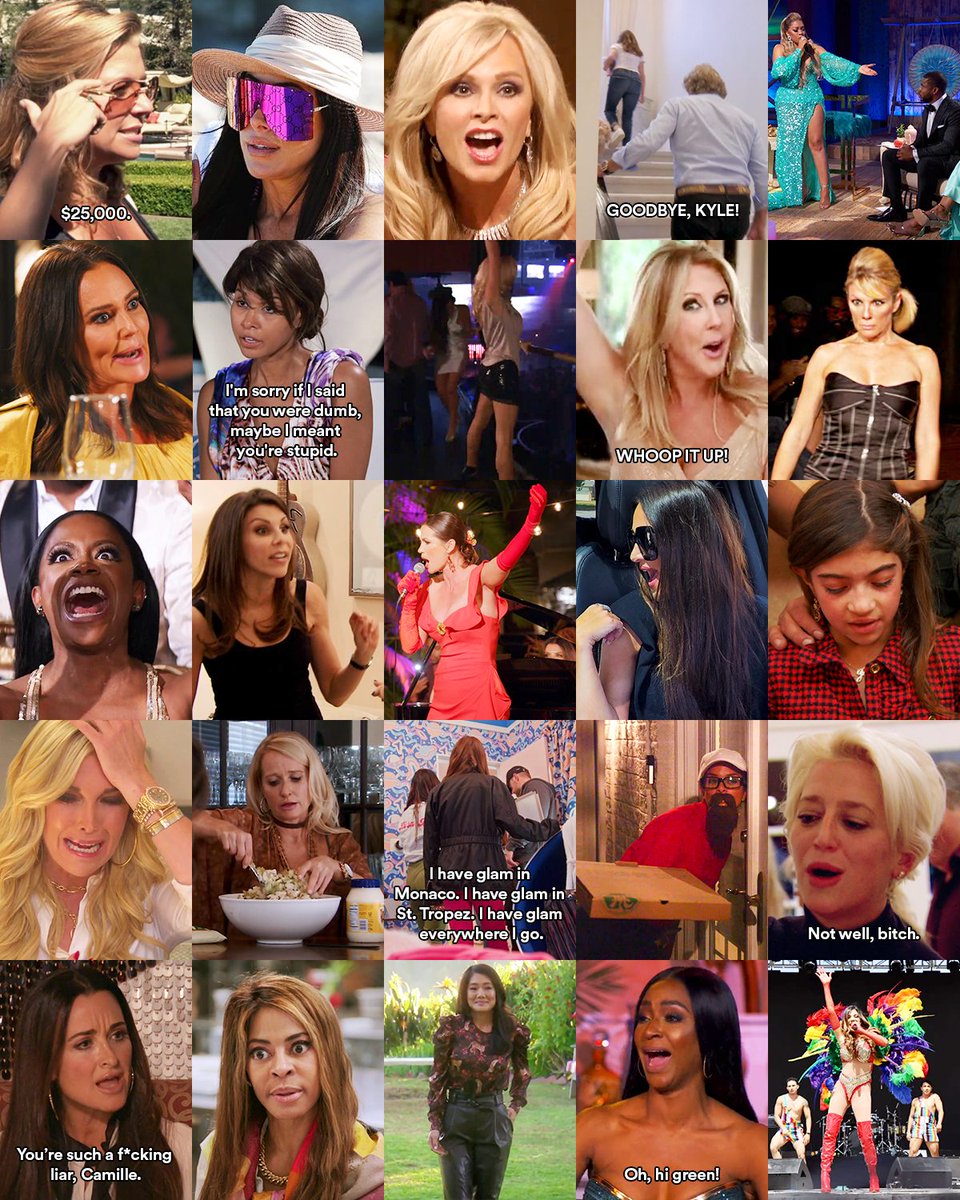 BravoTV's tweet photo. 100 moments. 100 seasons. Tonight's #RHOC premiere marks the 100th season of Real Housewives! 🎉 Which Housewives moment is your all-time fave? https://t.co/e3qYKuppLK