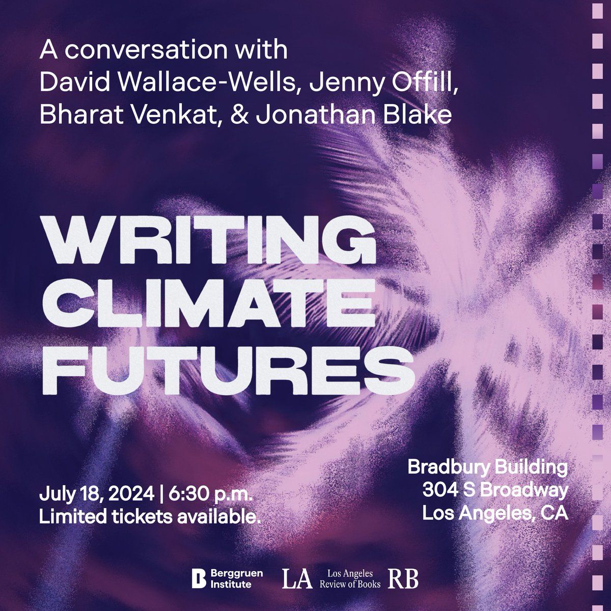 Whiting Foundation (@whitingfdn) on Twitter photo On July 18, don't miss a conversation with Whiting grantee <a href="/LAReviewofBooks/">Los Angeles Review of Books</a> about climate crisis and what writing can do to enact change, featuring <a href="/dwallacewells/">David Wallace-Wells</a>, Jenny Offill, <a href="/bhar_venkat/">Bharat Venkat</a>, and <a href="/JonathanSBlake/">Jonathan Blake</a>. RSVP: buff.ly/4cxfWml On July 18, don't miss a conversation with Whiting grantee <a href="/LAReviewofBooks/">Los Angeles Review of Books</a> about climate crisis and what writing can do to enact change, featuring <a href="/dwallacewells/">David Wallace-Wells</a>, Jenny Offill, <a href="/bhar_venkat/">Bharat Venkat</a>, and <a href="/JonathanSBlake/">Jonathan Blake</a>. RSVP: buff.ly/4cxfWml
