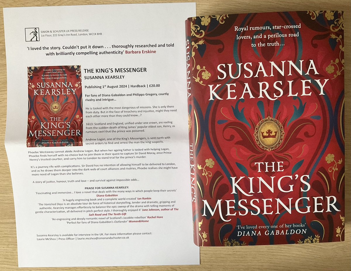Lindahill50Hill's tweet photo. Thank you so much @LaurieMcShea for this wonderful finished copy of #TheKingsMessener by @SusannaKearsley coming from @simonschusterUK 1st August. 
This sounds #histfuc of the very best kind! 📚❤️ https://t.co/qnE0XFMQK2