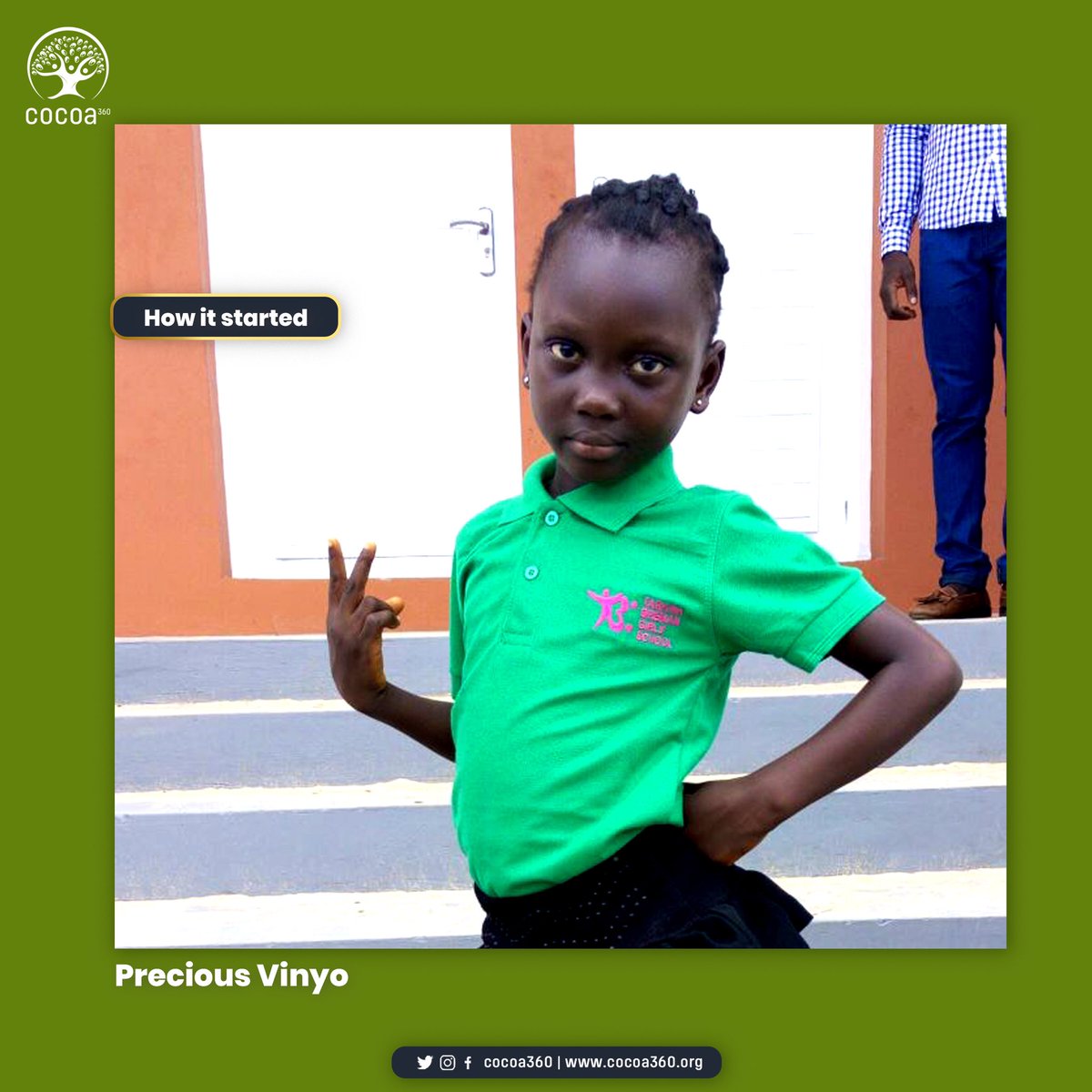 cocoa360_'s tweet photo. Throwback Thursday!
Back in the day, Precious Vinyo was just starting out at the Tarkwa Breman Girl’s school in the Kindergarten class. Look at that determined little face, ready to take on the world.

Fast forward to now, and look at Precious today! https://t.co/VkZS7tBvDj