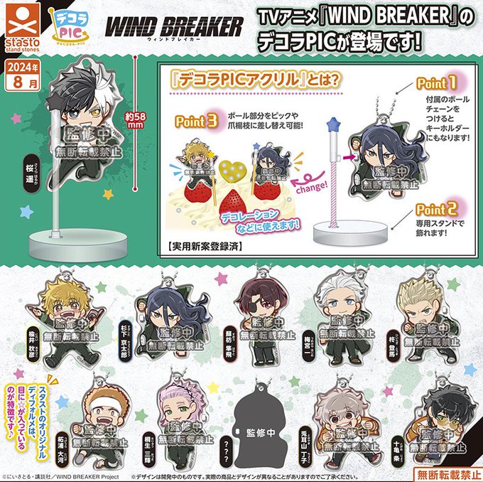 2024年8月発売 TVアニメ『WIND BREAKER』デコラPICアクリル（カプセル