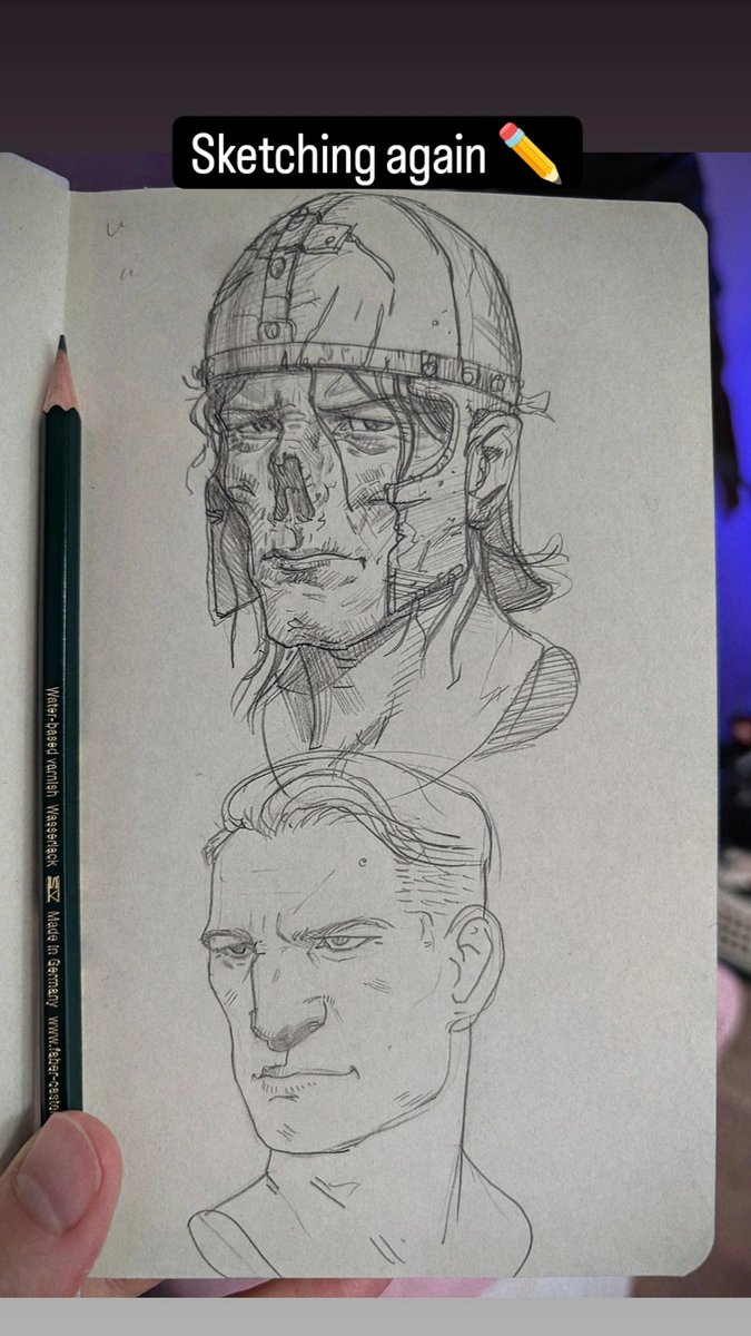Some pencil sketches, the two heads are from imagination