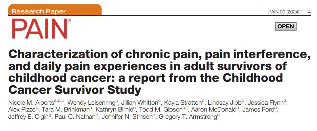 Dr. Nicole Alberts (@nalbertsphd) on Twitter photo Our study characterizing chronic pain in adult survivors of childhood cancer is now available in <a href="/PAINthejournal/">PAIN Journal</a>
bit.ly/3WlrfIY
Key findings:
41% of survivors reported chronic pain.
Tx, Dx, clinical, & psychological risk factors were identified.
🧵 (1/5): Our study characterizing chronic pain in adult survivors of childhood cancer is now available in <a href="/PAINthejournal/">PAIN Journal</a>
bit.ly/3WlrfIY
Key findings:
41% of survivors reported chronic pain.
Tx, Dx, clinical, & psychological risk factors were identified.
🧵 (1/5):