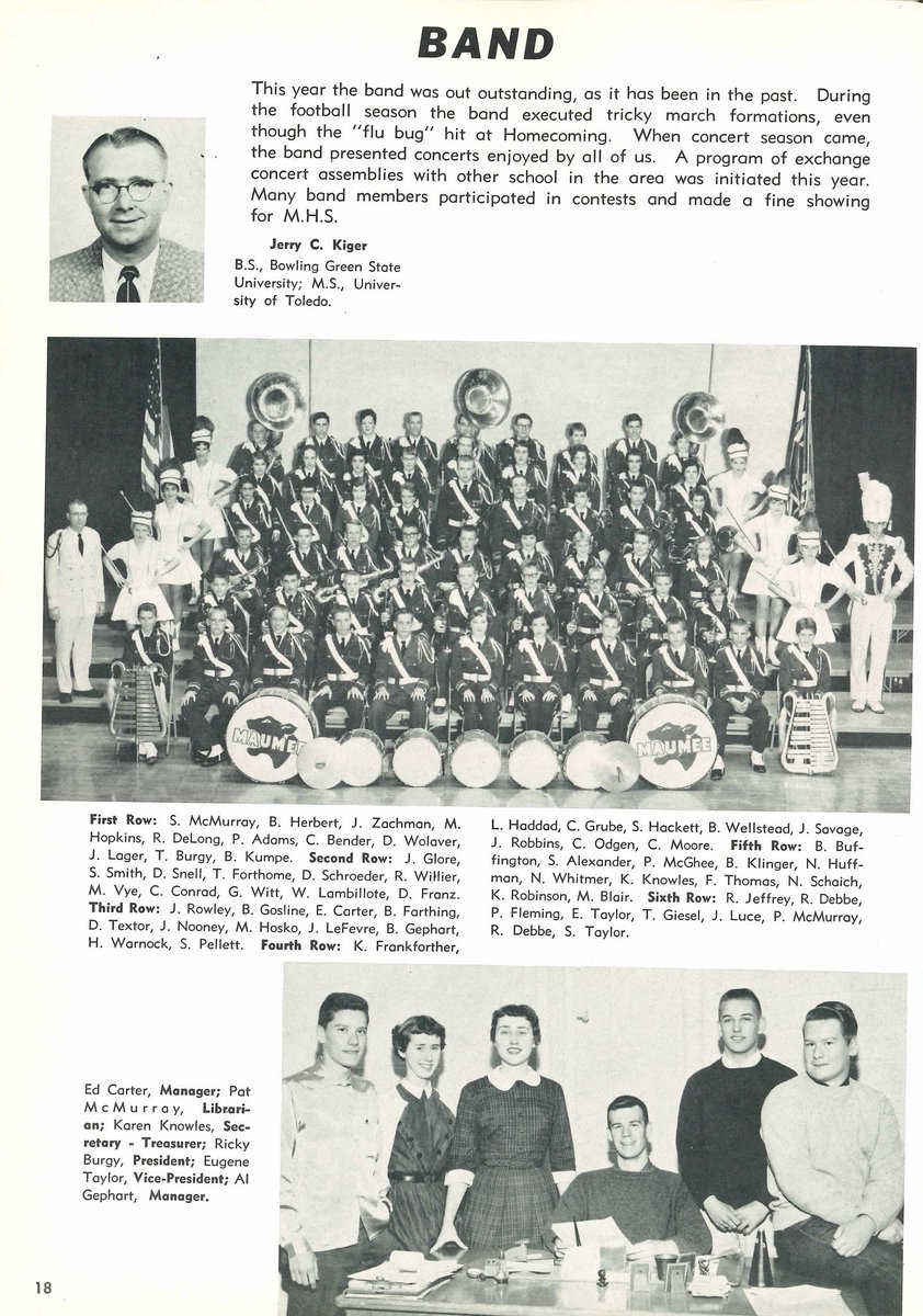 Then and now, the MHS band has always been outstanding and able to rock it. Check out Mr. Kiger and the band in 1958! #PantherPrideFoundation #WeAreMaumee #tbt