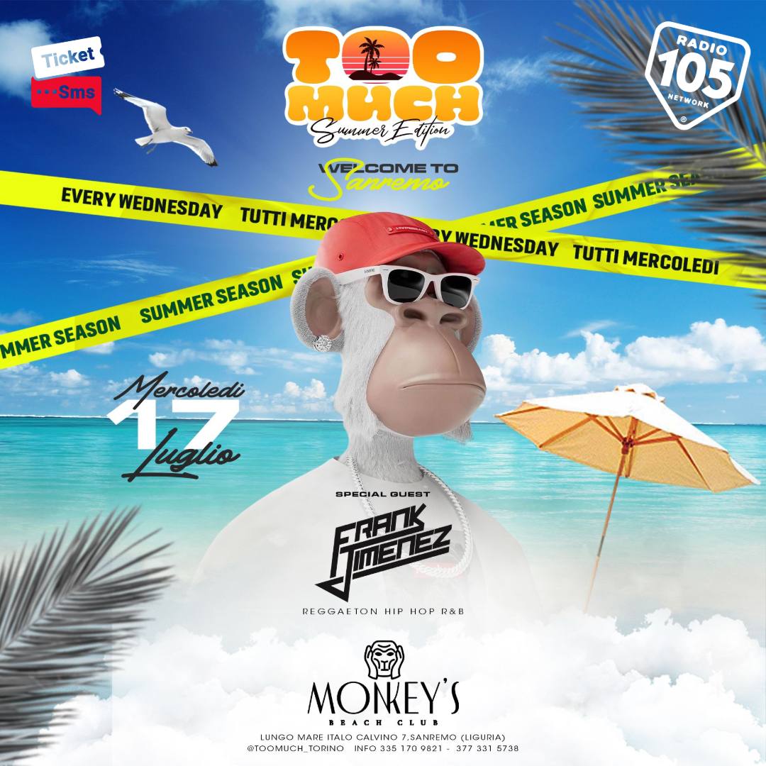 monkeysanremo's tweet photo. 𝕦𝕝𝕪, 𝕎𝕖𝕕. 𝟙𝟟𝕥𝕙:
𝕋𝕆𝕆 𝕄𝕌ℂℍ 𝕒𝕥 𝕄𝕠𝕟𝕜𝕖𝕪’𝕤 𝔹𝕖𝕒𝕔𝕙 ℂ𝕝𝕦𝕓

Special Guest:
▶︎ @frankjimenez

Resident:
▶︎ @altin_boci

ℍ𝕚𝕡 ℍ𝕠𝕡, ℝ𝕒𝕖𝕘𝕘𝕖𝕥𝕠𝕟

🔥Are you ready? https://t.co/BqHzIVqJHT