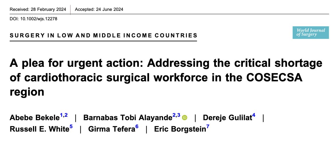 DVervoort94's tweet photo. "Cardiothoracic surgery is not just about saving lives; it is also about giving millions the opportunity to lead healthy and fulfilling lives."

👏 work @abebesurg @DrBarnabasAlay @gttefera et al. on training &amp; needs for 🫀🫁 surgeons @cosecsa Region.

👉 https://t.co/jrXVacsJIn https://t.co/xcXFfAPSCy
