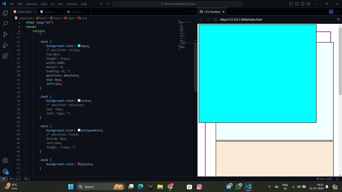 Sourabh_yadv's tweet image. Hey coders! 🖥️
Day 11 of #LearningWebDev focused on the CSS position property. I explored different positioning techniques, including static, relative, absolute, fixed, and sticky positions, to control the placement of elements on a web page.
#WebDevelopment  #LayoutDesign