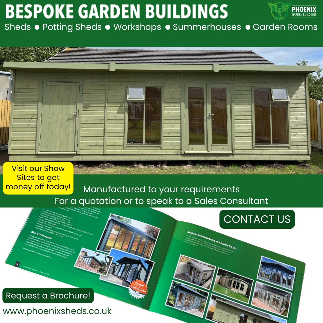 PhoenixShed's tweet photo. All of our garden rooms are unique and tailored to your liking. Request a brochure today!
📨: info@phoenixsheds.co.uk
📞: 01977 679300
#bespokebuilding #bespoke #summerhouse #gardensheds #gardenbuilding #explorepage #timberbuildings #yorkshire #apexgardensheds #pentgardenbuilding https://t.co/qWSous4Pyo