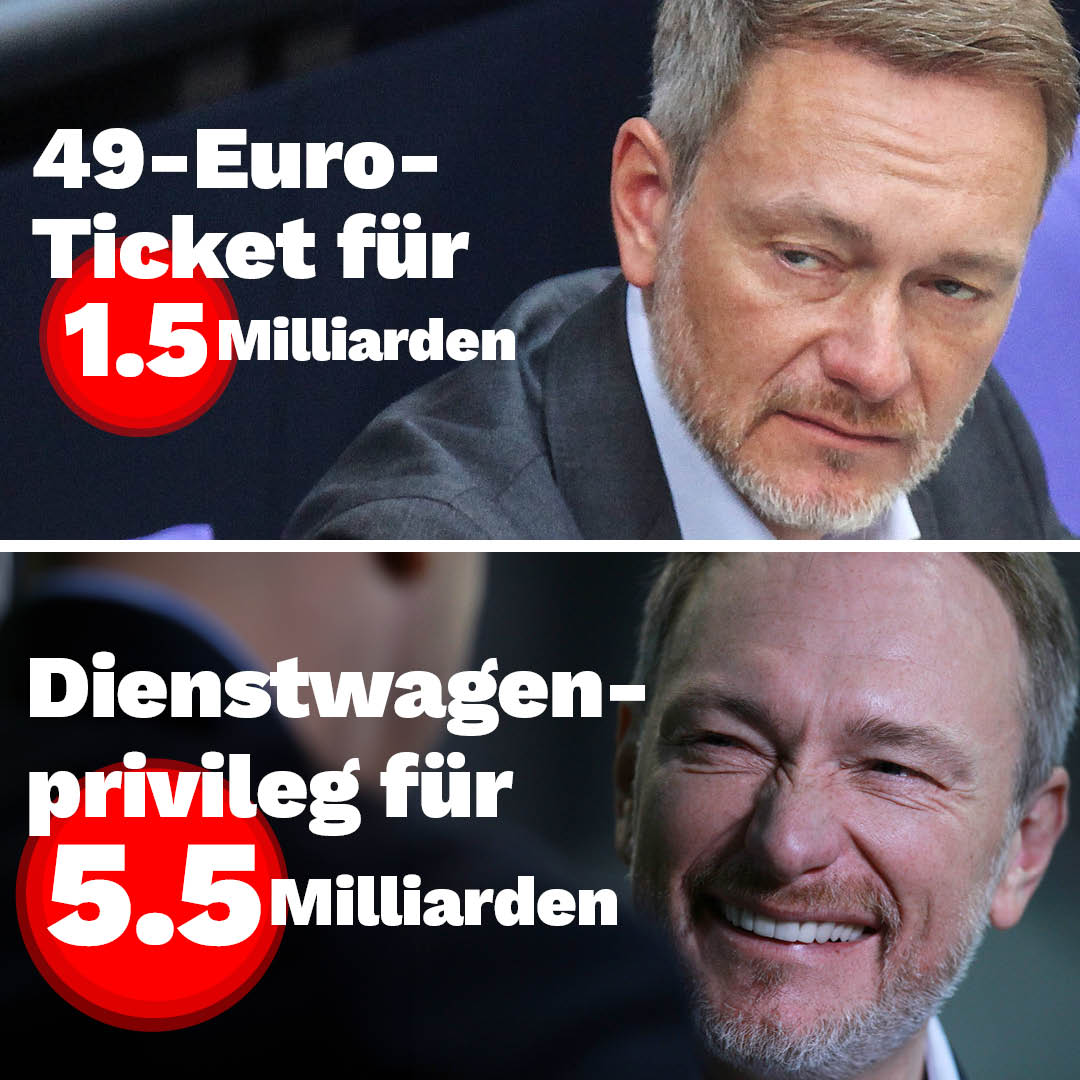 Die Linke (@dielinke) on Twitter photo Das 49-Euro-Ticket muss bleiben 🚂 <a href="/bodoramelow/">Bodo Ramelow</a> macht Finanzierungsvorschlag: Statt Lindners Kürzungsplan beim Bundeszuschuss durchzudrücken, sollte man beim viel teureren und klimaschädlichen Dienstwagenprivileg ansetzen: Keine Förderung mehr für Luxuskarossen oder SUVs, dann Das 49-Euro-Ticket muss bleiben 🚂 <a href="/bodoramelow/">Bodo Ramelow</a> macht Finanzierungsvorschlag: Statt Lindners Kürzungsplan beim Bundeszuschuss durchzudrücken, sollte man beim viel teureren und klimaschädlichen Dienstwagenprivileg ansetzen: Keine Förderung mehr für Luxuskarossen oder SUVs, dann