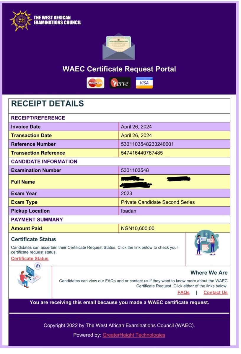 bioyedreams's tweet photo. @waecdigitalcert I applied for WASSCE certificate on 26th April,2024. 
Up till now, the has not been sent to Ibadan pick-up center. This is contrary to the information provided by this exam body that it only take 10 to 30days. Attached is the details. Kindly do the needful https://t.co/z6eeHOPRb8