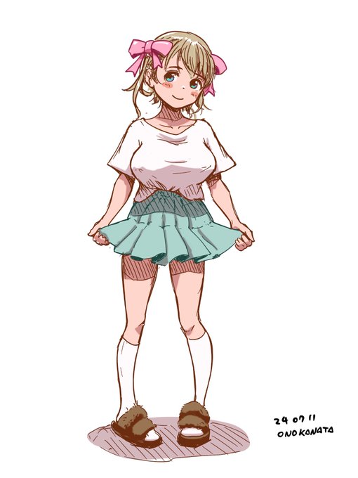 夏なのに厚手のスカートを着る小野かなた
暑そう。 