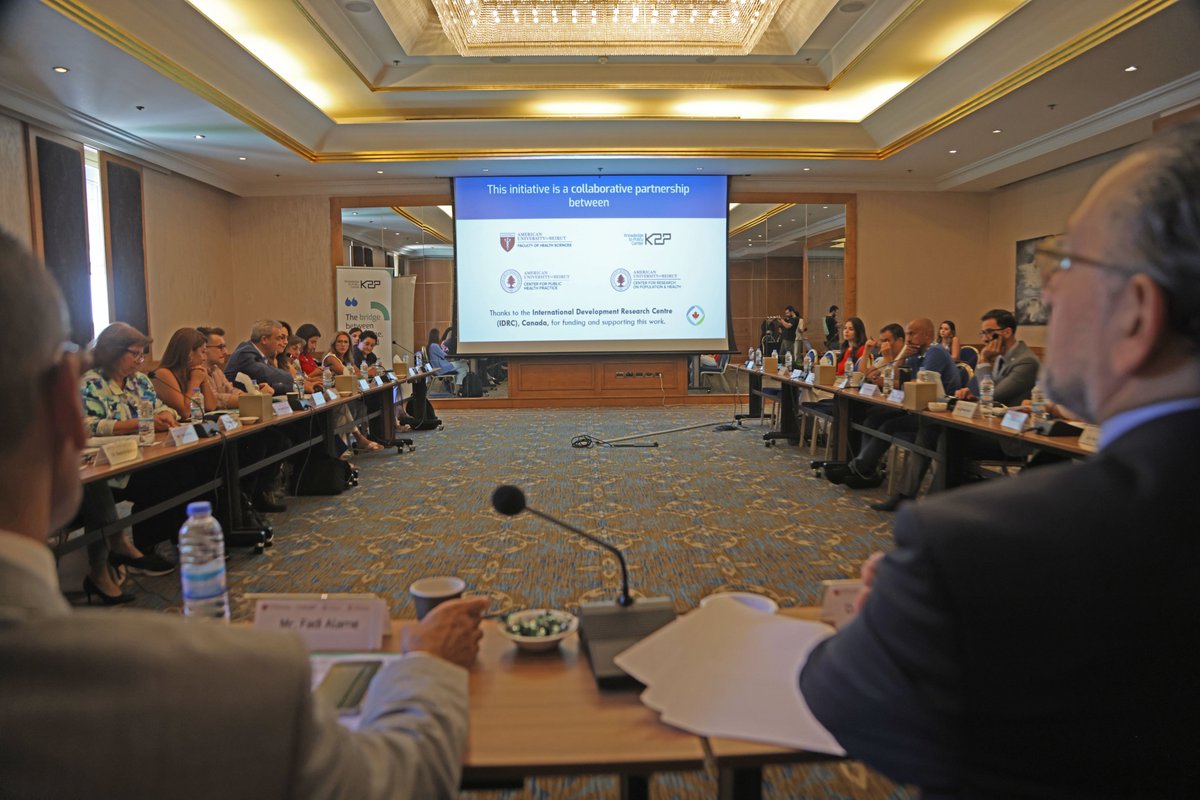 K2PCenter's tweet photo. #K2PPolicyDialogue Thanks for the successful and impactful collaboration between the centers @FHS_AUB . Special thanks to @IDRC_CRDI for supporting this joint effort. #CPHP #K2P #CRPH #FHS_AUB https://t.co/9dVeCglw8j