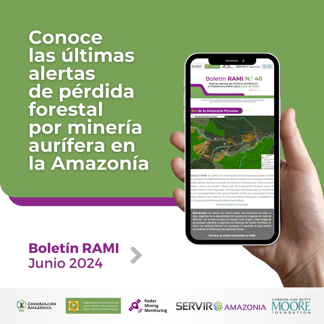 amazonacca's tweet photo. #BoletinRAMI 🛰️ | ¡Las alertas de minería ilegal en la Amazonía para junio de 2024 ya están disponibles en la plataforma RAMI!

📍Uno de los hallazgos más importantes es la notable cantidad de nuevas dragas en el río Nanay, en Loreto.

📄 Conoce más: https://t.co/PZIMy2ZYR0 https://t.co/bfLiVRjW7r