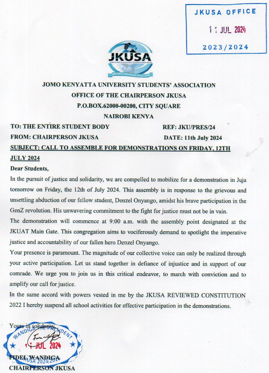 JKUAT wamesema kaende.

#RutoMustGo