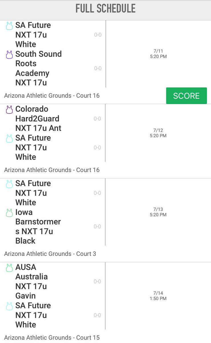 Here is my schedule for the <a href="/PRO16League/">PRO16/NXTPRO League</a> tournament. <a href="/SAFutureBB/">SA Future Basketball</a>