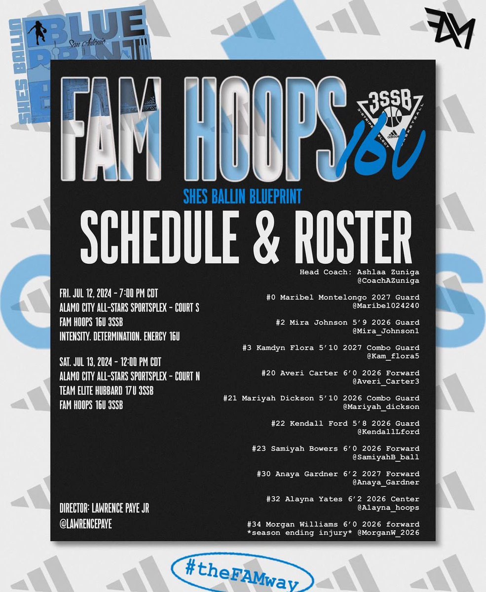 Schedule for this weekend in San Antonio!! 🩵🏀 <a href="/ShesBallin/">ShesBallin</a> <a href="/FAMhoopsGBB/">FAM Hoops Girls Basketball</a>
