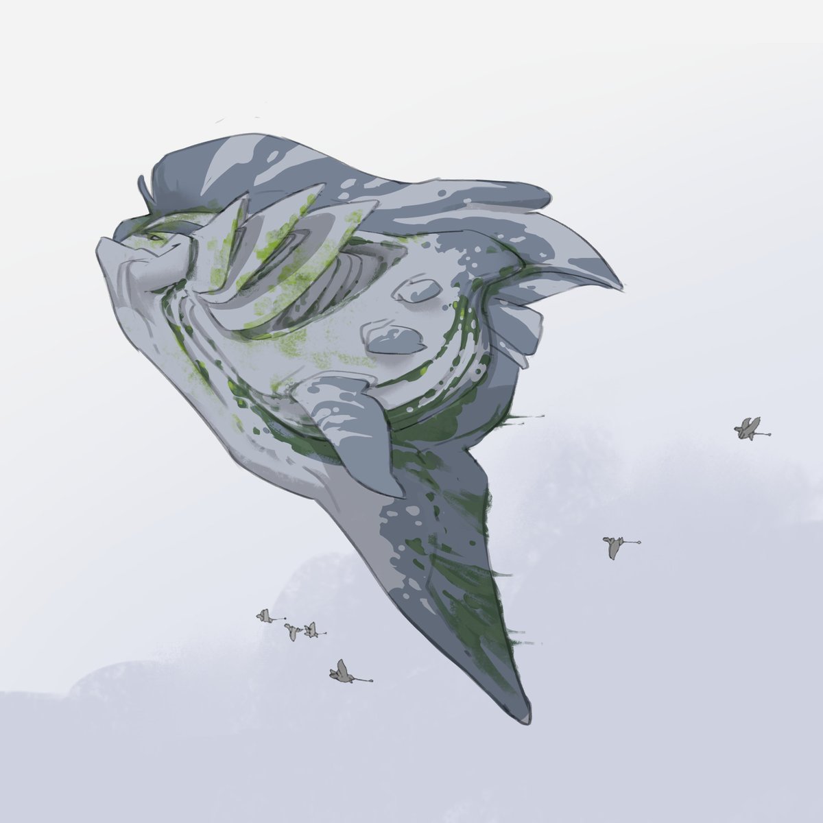 angchenart's tweet photo. A few more sketches for Wondla's air whale (these were a lot closer to what @TonyDiTerlizzi  had in his original illustrations), and the final result in the show ✌️ https://t.co/eQMH7yby8t