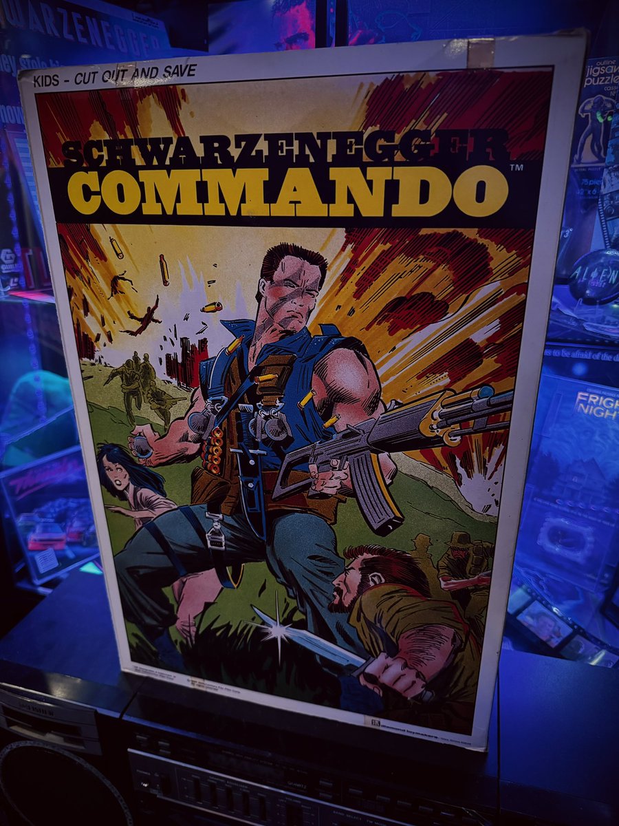 Commando Giant Poseable Super Action Figure. 😎💜 This majestic piece (16”) was released by Diamond Toymakers in 1985. Love it! #80s #vintagetoys #retrotoys #toycollector #commando #arnoldschwarzenegger