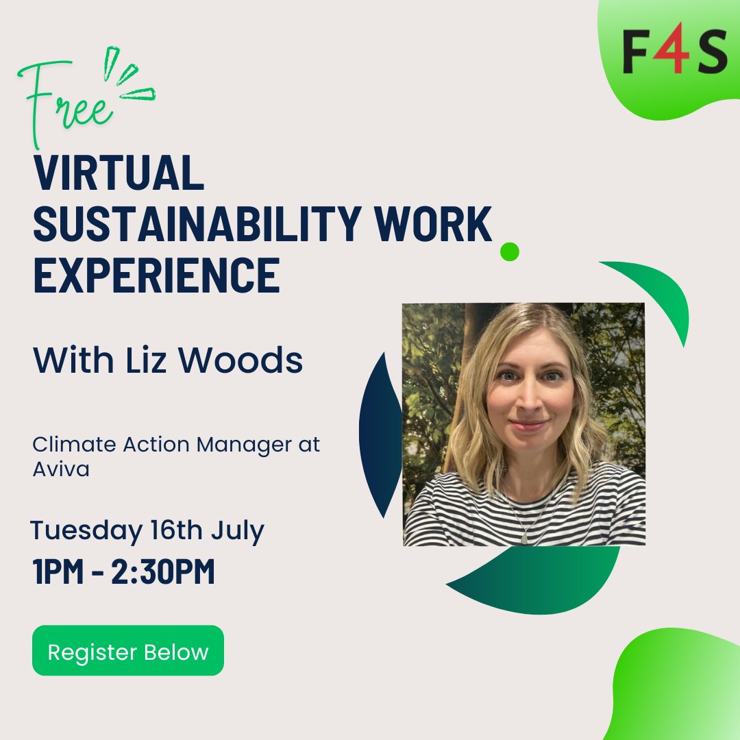 Founders4School's tweet image. 🌍 Discover the impact of Liz Woods, Climate Action Manager at Aviva through a virtual work experience session for students aged 14-18+ 🌟 Don’t miss out buff.ly/3zzrSpk 
#ClimateAction #Sustainability #VirtualExperience