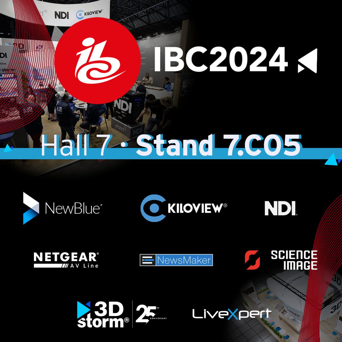 📢Visit 3D Storm at IBC 2024! 😉

📍 Hall 7 – Stand 7.C05
🎟 Invitation Code: IBC6441

We're excited to showcase the best of the Pro AV market with our partners:

✨ Kiloview 
✨ NewBlue
✨ #LiveXpert
✨ NDI 
✨ ScienceImage  
✨ Netgear
✨#NewsMaker 

👉 3dstorm.com/en/events/75-i…