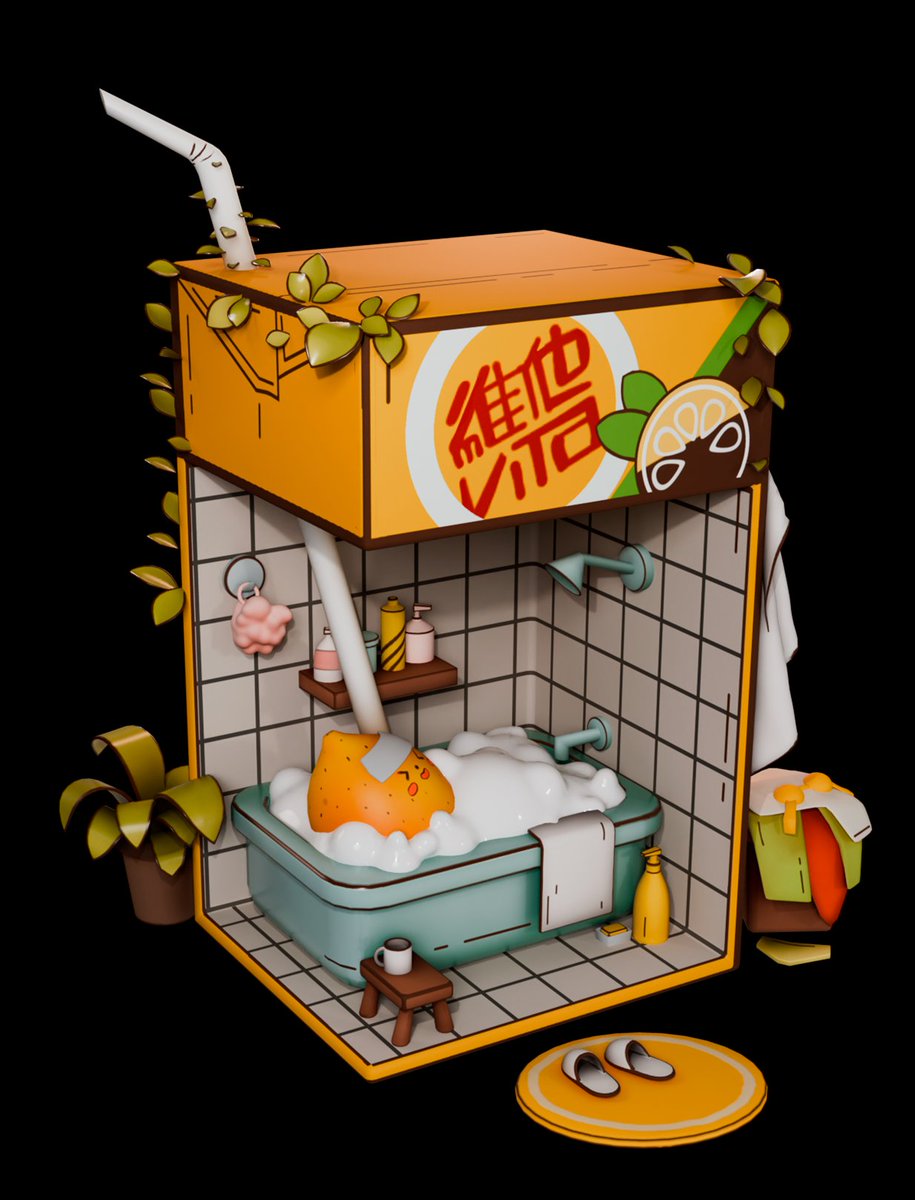 juliya3dartist's tweet photo. Yay,I finally finished it!I found this lovely lemon and loved it so much that I decided to replicate it 3d!

#blender #digital3d #gameart #3d #cute #stilized #BathTime #Lemon #3DArt #CGI #DigitalArt #bath #3DRender #LemonLife #CozyBath #3DScene #StylizedArt #DigitalIllustration https://t.co/729JRqDpTT