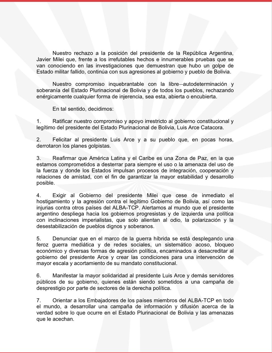 #11Julio || Declaración de la X Cumbre Extraordinaria de Jefes de Estado y de Gobierno del ALBA-TCP