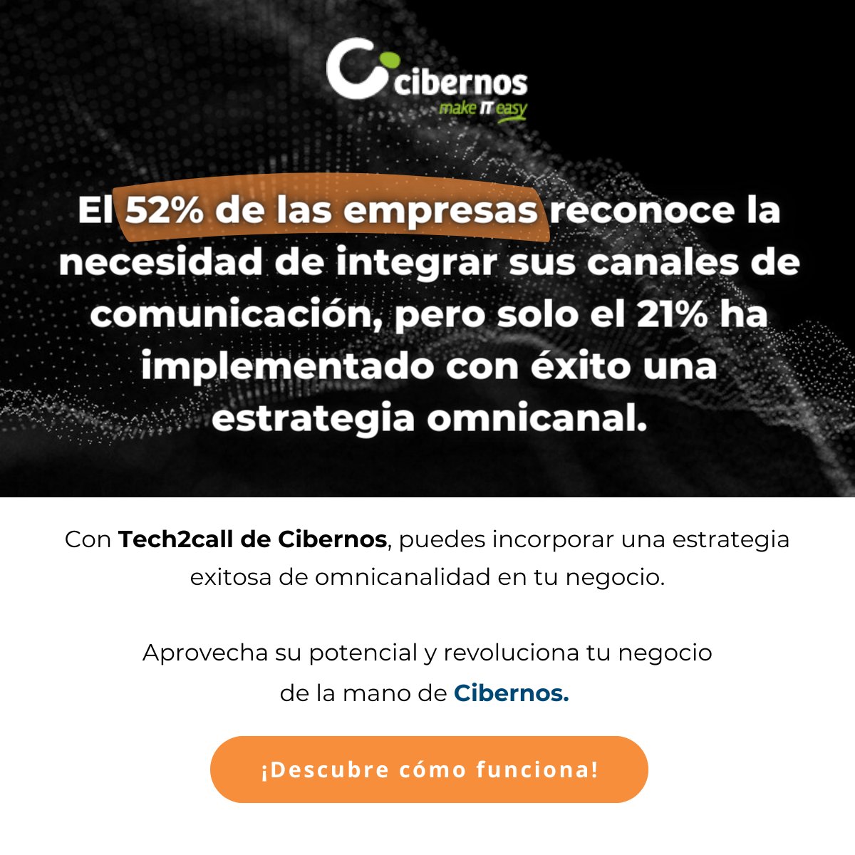 cibernos's tweet photo. 📢 El 52% de las empresas reconoce la necesidad de integración omnicanal, pero solo el 21% ha logrado implementarla. ¡La #omnicanalidad es clave para un servicio al cliente excepcional!🚀 Descubre #Tech2call de #Cibernos y solicita una demo gratuita: https://t.co/jkX8TW4HxJ https://t.co/mp40clUGYH