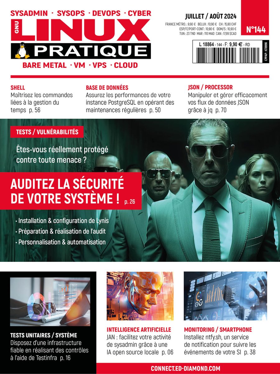 sysopspratique's tweet photo. Découvrez comment disposer d'une infra fiable en réalisant des tests de contrôle à l'aide de #Testinfra dans notre dernier numéro. RDV en kiosque, sur notre boutique => ports offerts ou lecture en ligne immédiate : https://t.co/t4MsANfLyD https://t.co/Lw6oxnZUvT